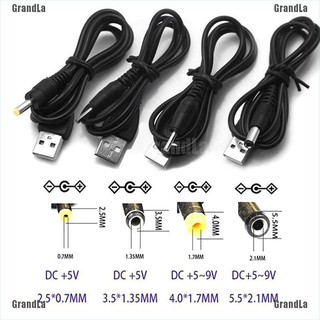 【GrandLa】USB Port to 2.5 3.5 4.0 5.5mm 5V DC Barrel Jack Power Cable Cord Connector Black