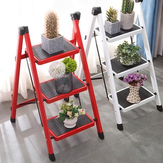 Mini 3 Steps Stool Portable Sturdy Non-Slip Lightweight Foldable Ladder for Home Kitchen [Red]