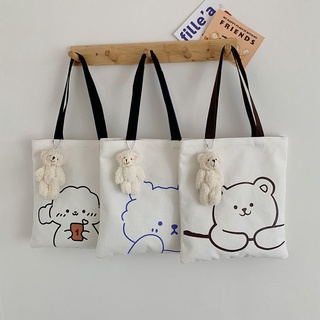 ◊♠Korean version of ins canvas bag female 2021 new student shoulder bag large capacity Japanese cute