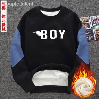 Hot sale▼Zhongda Children s Cotton All-in-One Fleece Sweater 2021 Fall Winter Plus Fleece Thickening Tide Brand Boys Extra Thick Warm Round Neck Jacket