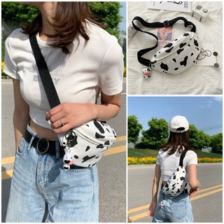 Korean Ins Cow Waist Bag Chest Bag Female Students Wild Shoulder Bag Multi-function Mobile Phone Bag