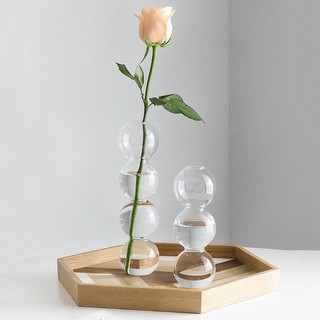 Nordic Glass Flower Vase Simple Tabletop Vase Hydroponic Bubble Bottle Table Home Decor