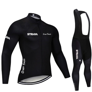 2020 STRAVA Pro Team Long Sleeve Cycling Jersey Set Pants Ciclismo Bicycle Clothing MTB Bike Jersey Uniform Men Clothes