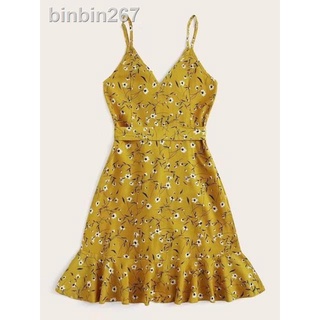 Fengshui & Religious Supplies◎♧Vest style little floral printed dress w/belt