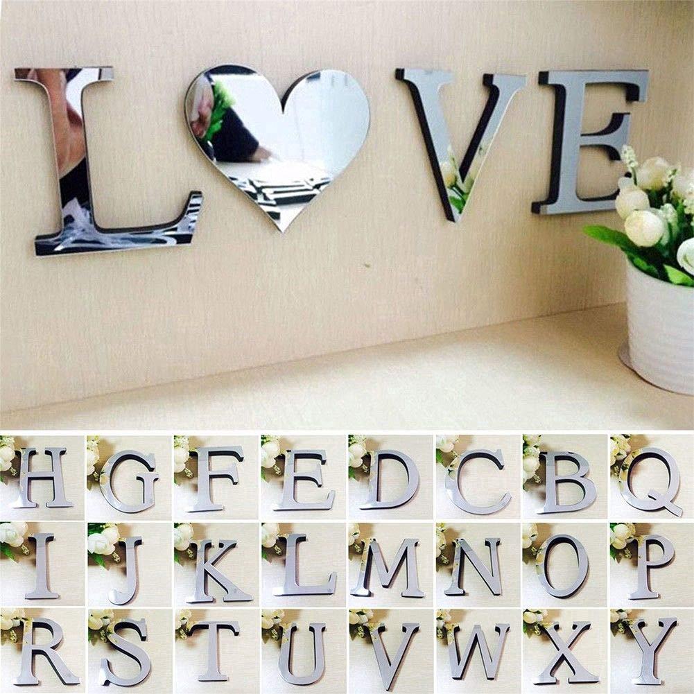 26 Letters Mirror Acrylic Wall Home Decor Wall Art Mural H-Z