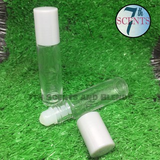 50 PCS of 10ml Thick Clear Glass Roller Bottle/Plastic baller/ White and Black Cap (3)