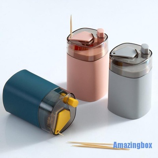 [Amazingbox] Wheat Straw Automatic Toothpick Holder Container Toothpick Dispenser Storage Box