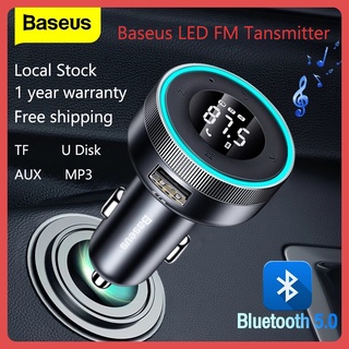 Baseus LED FM Tansmitter Wireless Bluetooth 5.0 Radio Adapter 2.4A USB Ports Car Charger MP3 Player