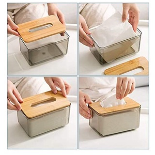 Nordic Wood Minimalist Tissue Box Cover Holder Modern Transparent Facial Tissues Dispenser (2)