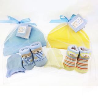 OMG* Cartoon Baby Socks + Anti-scratch Gloves +Hat Set Newborn 100 Days Party Gift