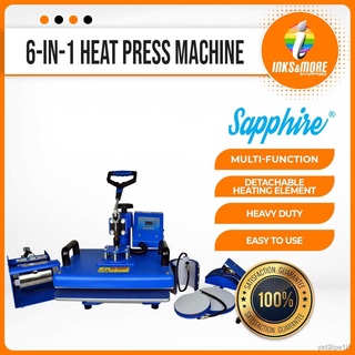 ☫【Happy shopping】 Sapphire 6 in 1 Multi function Heat Press Machine (T-Shirt/Mug/Plate/Cap Press)