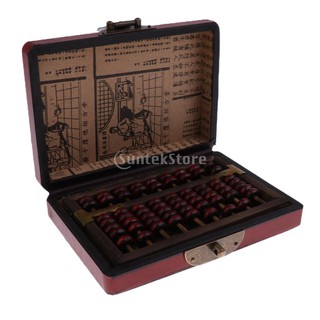 Vintage Chinese Bead Arithmetic Abacus with Box Classic Ancient Calculator