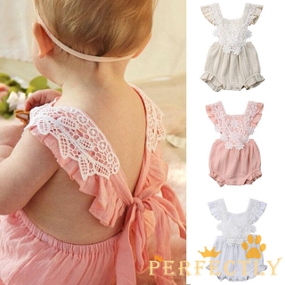 ✨QDA-Cute Infant Newborn Baby Girl Lace Ruffle Romper Jumpsuit Bodysuit Summer Outfit Clothes (5)
