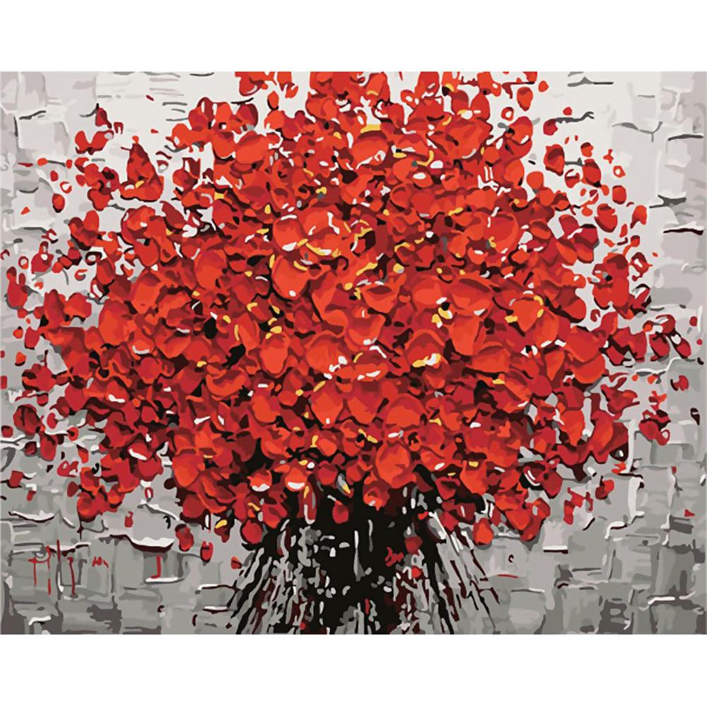 RB-Abstract Red Flowers Unframed Hand Painted By Numbers Oil Painting pFpg (1)