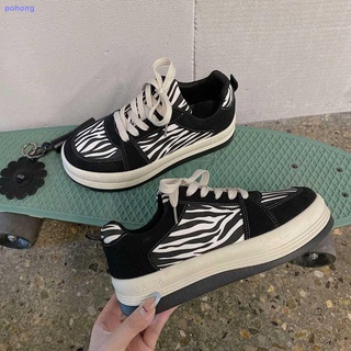 Wang Xiaoming thick-soled fashion casual shoes women 2020 new autumn and winter all-match zebra Korean board shoes Japanese