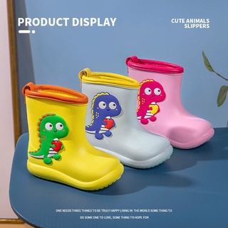 Xiaolumili children's rain boots cute cartoon baby rain boots little dinosaur EVA odorless boy girls rain shoes
