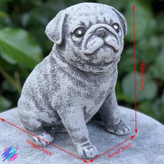 Pug Statue Garden Decor Simulation Puppy Resin Ornament for Home Yard Garden Decoration (6)