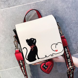 Women Bag Fashion Cute Cat Embroidery Crossbody Bags For Women 2021 Women's Shoulder Bag Leather Lad