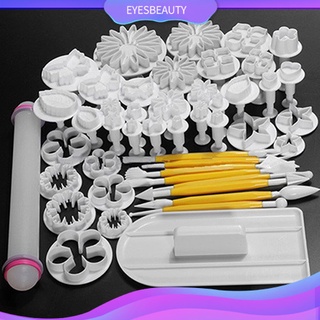 46pcs Fondant Sugarcraft Cake Decorating Plunger Cutters Mold Icing Mould Tools