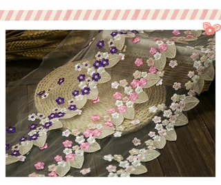 Floral Tulle Lace Trim Ribbon Fabric Flower Embroidery Wedding Trim Sewing