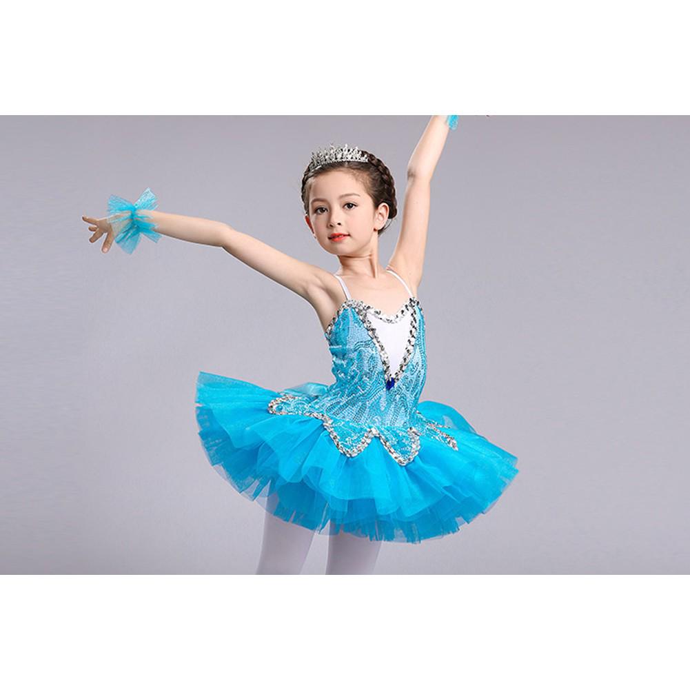 Kids Girls Ballet Dance Costume Sequins Swan Princess Tutu Dress Girls Birthday Party Dresses Pageant Gown 3-12 Years (5)