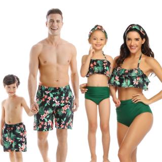 Family Look Matching Swimsuit Father Son Beach Shorts Mother And Daughter Bikini Men Boy Swimwear