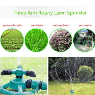 Gardening✱№360°Garden Lawn Rotating Sprinkler 3-Arm Outdoor Irrigation Spray Sprinkle Water COD