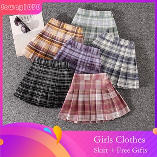 Girls Fairy Skirts Fashion Kids Princess Short Skirts with Safety Pants Korean School Students Cotton Pleated Skirts