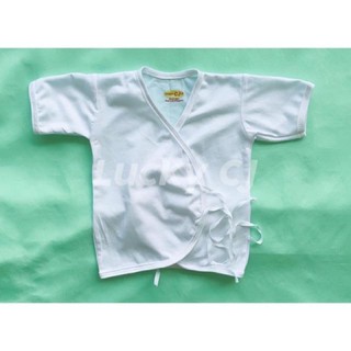 White short sleeves overlap tiesides newborn baby cotton barubaruan babydress
