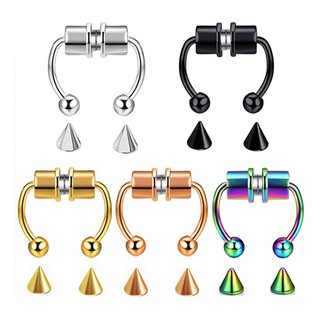 Fashion Reusable Nose Ring stainless Steel Fake Magnetic Horseshoe Non Piercing Hoop