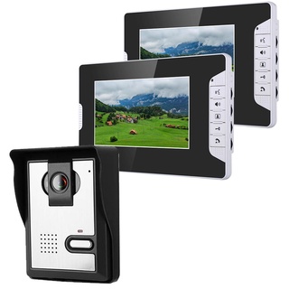 7 Inch Video Door Phone Doorbell Intercom Kit 1-camera 2-monitor Night Vision with 700TVL Camera