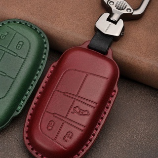 Leather Car Key Case Cover for Jeep Grand Cherokee Compass Patriot Dodge Journey Chrysler 300CRenega