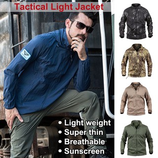 ☾✶┅Men's Tactical Camouflage Pattern Windbreaker Outdoor Light Weight Thin Jacket