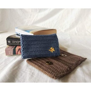 Crochet Card Holder/Wallet with embroidered flower
