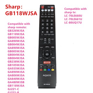 Sharp GB118WJSA Smart tv remote control Replacement GB118WJSA Remote Control For SHARP LCD TV AQUOS TV 2D 3D NETFLIX GB005WJSA GA890WJSA GB004WJSA Sharp LC-70LE660U, LC-70LE661U, LC-80UQ17U GA890WJSA GB005WJSA GB004WJSA Remoto Fernbedienung