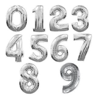 16 inches Silver colour 0-9 number party decoration aluminum foil balloon