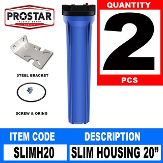 2 pcs Uni-Pure 20 Inch Slim Blue Water Filter Housing with Bracket 1/2 Port NPT