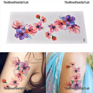 【tf^COD】Women Waterproof Temporary Fake Tattoo Sticker Watercolor Orchid Arm DIY D