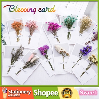 Dried Flower Blessing Card for Christmas New Year Gift Birthday Business Thank-you Greeting Cards
