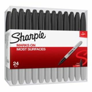 Sharpie® Permanent Fine-Point Markers, Gray Barrel, Black Ink, Pack Of 24 Markers