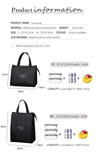 New Lunch Bag Cooler Portable Hand Zip Food Bags Waterproof Picnic Travel Breakfast Bag (4)