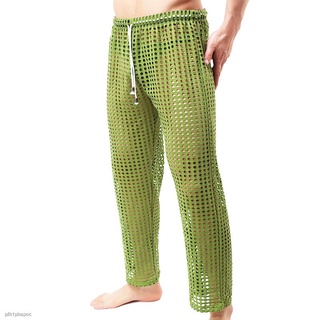 ♈☃◄Men Long Johns Leggings Thin Mesh Transparent Underwear Bottoms Loose Pajamas (6)