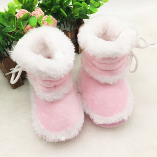 ◎Girls Winter Snow Boots Infant Solid Lace Up Shoes Prewalker