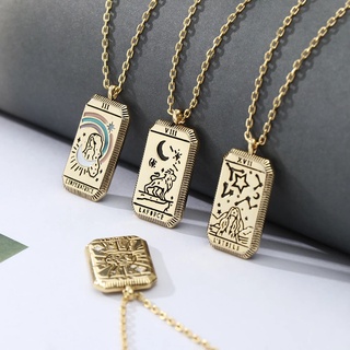 [ Ladies Creative Metal Tarot Card Pendant Necklace ] [ Star Moon Sun Clavicle Necklace ] [ Girlfriends Gifts Jewelry Accessories ] (6)