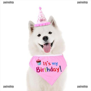 【PAIR】Pet Cat Dog Happy Birthday Party Crown Hat Puppy Bib Collar Cap Hea (3)