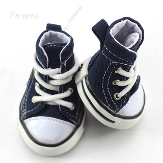 Fengwu 4pcs Pet Dog Boots Puppy Denim Sports Anti-slip Shoes Sneakers For Small Dogs UK