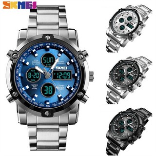 Men Quartz watch LED Digital Stainless Steel Wristwatch business watches