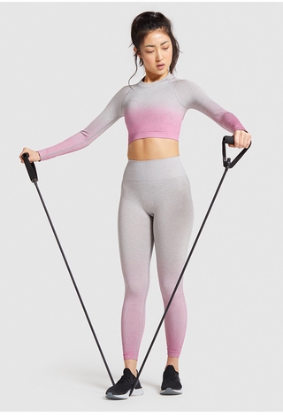 New Gradient Color Seamless Yoga Suit Moisture Absorption And Perspiration Fitness Suit