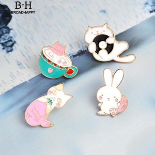Rabbit Cat Metal Enamel Brooch Pin Badge Clothes Bags Decor