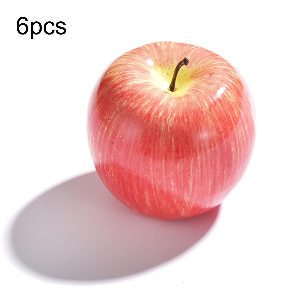 6 Realistic Artificial Red Apple Fake Apple Fruit Home Kitchen Cabinet Decoration